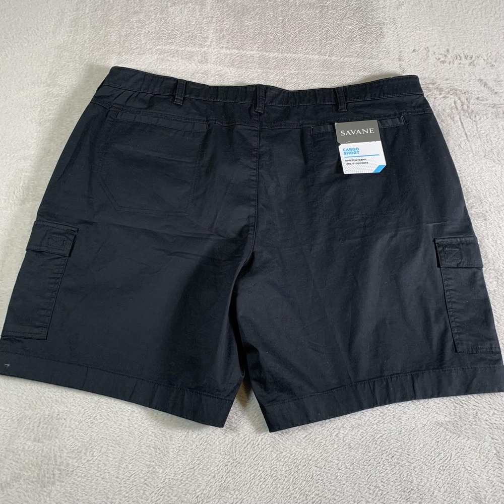 Savane Cargo Shorts Mens 42 Black Stretch Utility Pockets Cotton‎ Blend NEW